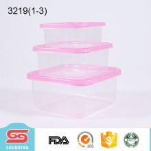 3 pièces ensemble portable en plastique carré gardant la boîte fraîche claire des conteneurs de stockage des aliments